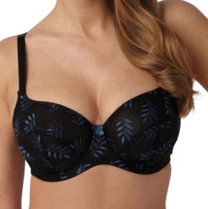 Panache Tango II, 30 DD, black with blue floral